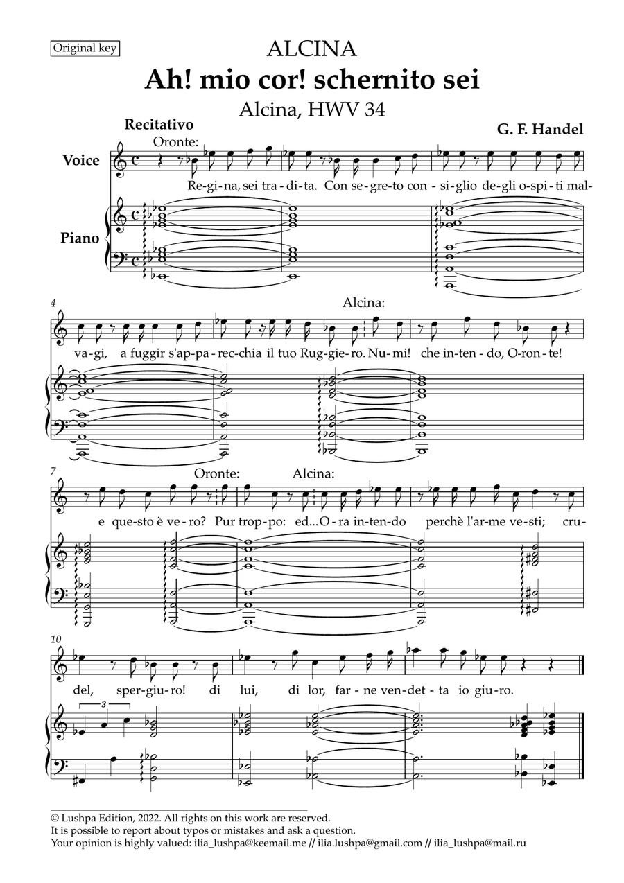 Ah! mio cor! schernito sei Piano, Vocal scores gallery preview page 3