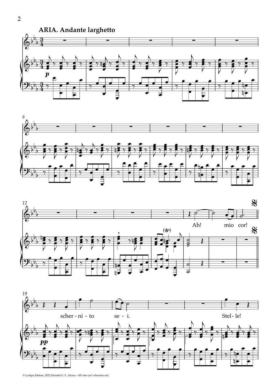 Ah! mio cor! schernito sei Piano, Vocal scores gallery preview page 4