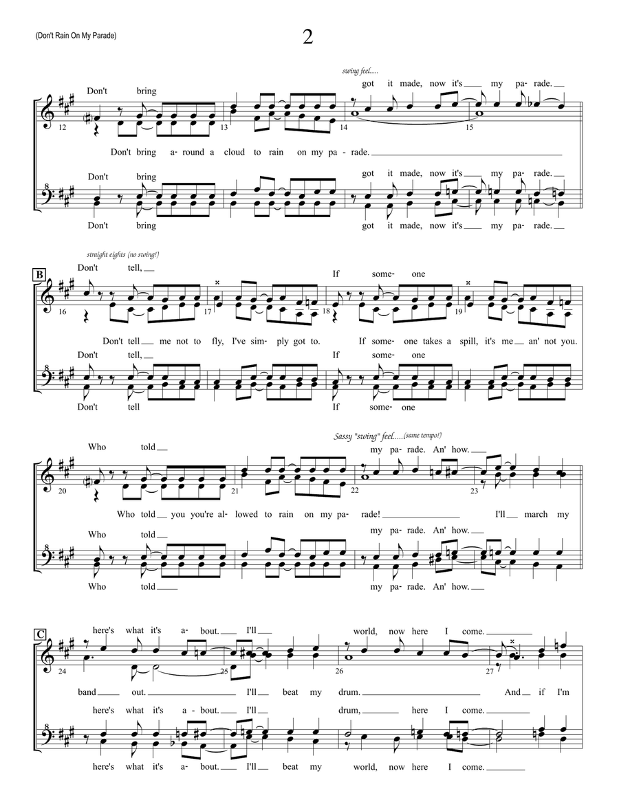 Don't Rain On My Parade SSAA scores gallery preview page 2