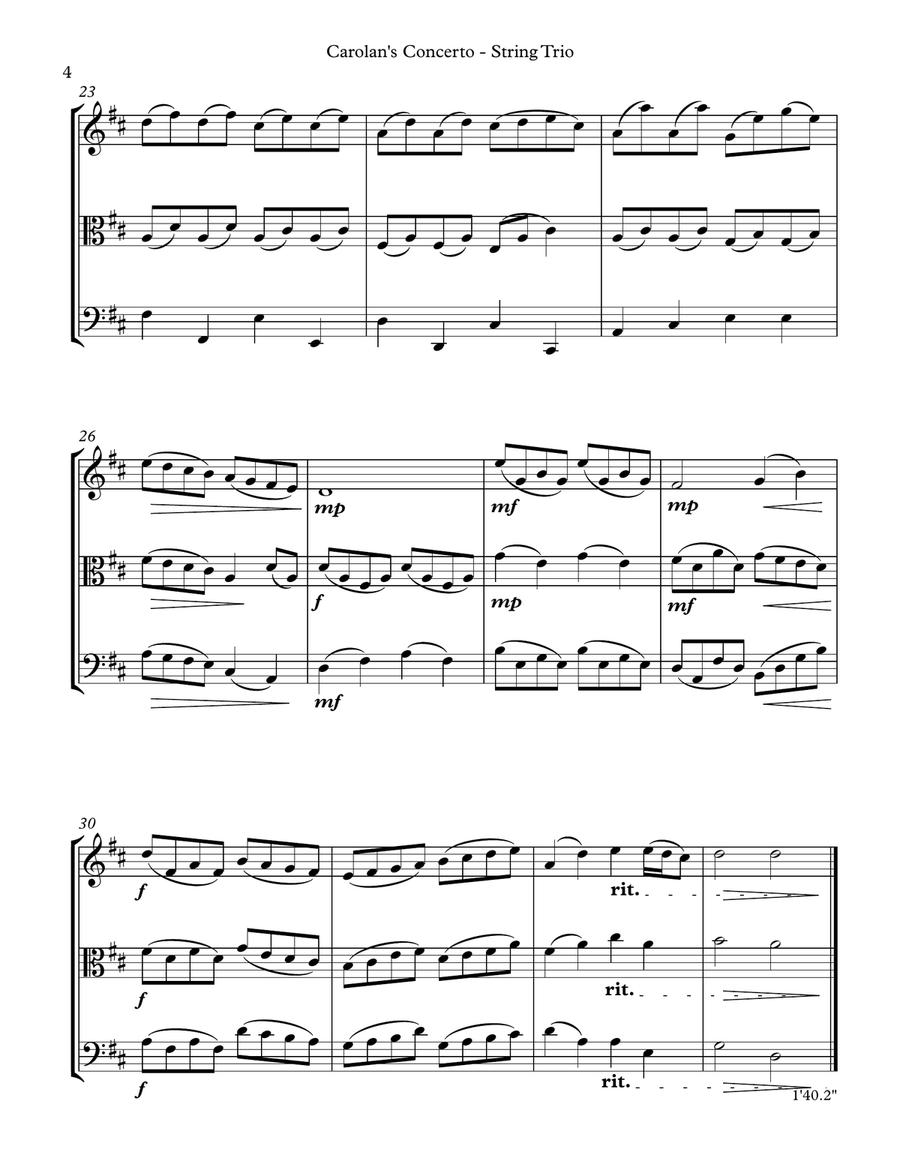 Carolan’s Concerto for String Trio String Trio scores gallery preview page 4