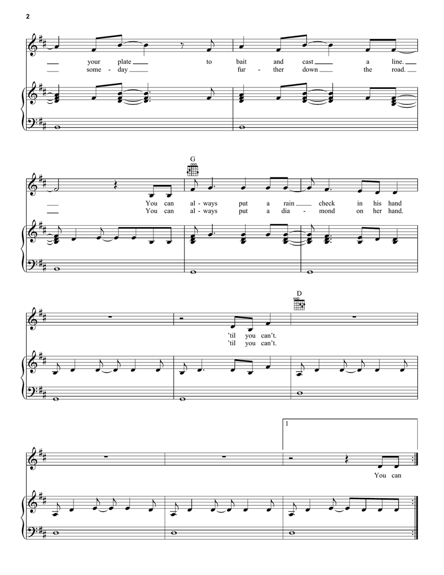 'Til You Can't 'Til You Can't Piano, Vocal, Guitar scores gallery preview page 2
