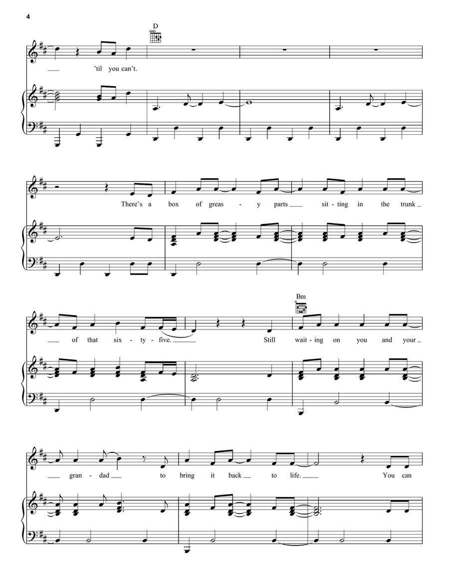 'Til You Can't 'Til You Can't Piano, Vocal, Guitar scores gallery preview page 4