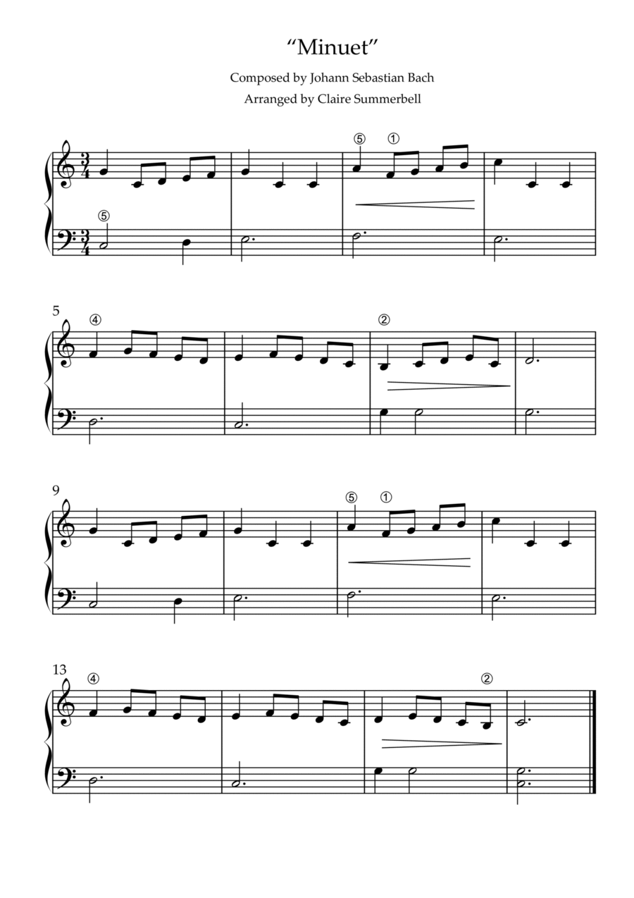 Bach Minuet - Easy Piano Piano Method scores gallery preview page 1