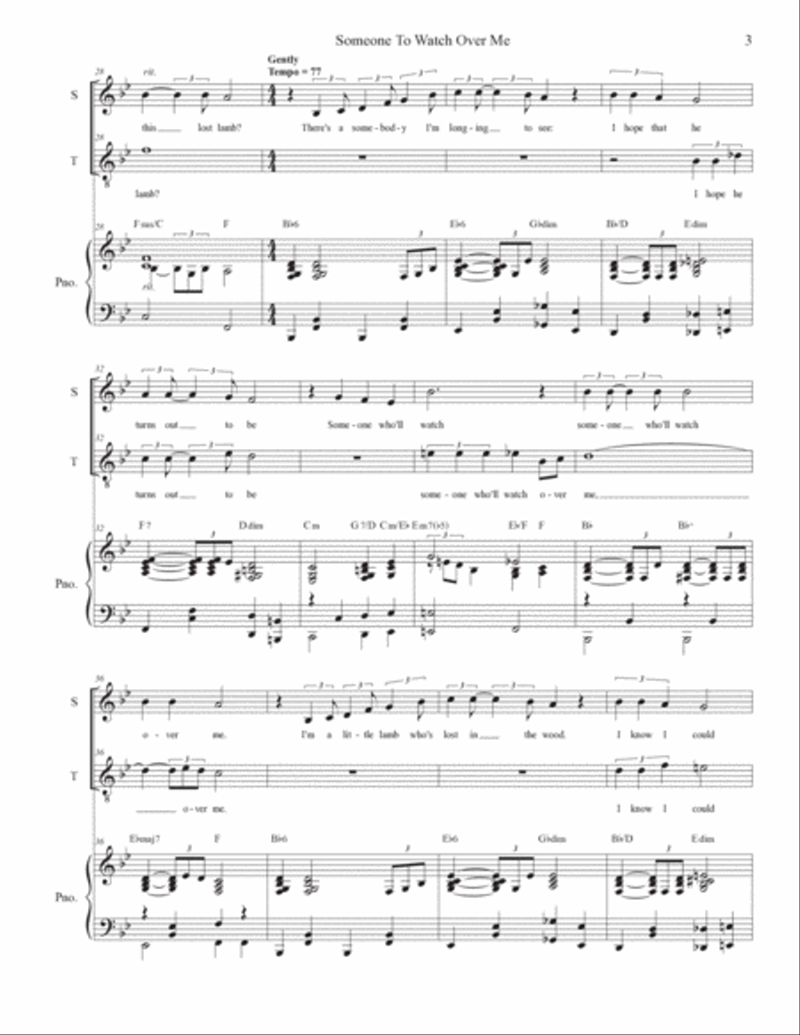 Someone To Watch Over Me (2-part choir - (Soprano and Tenor) 2-Part scores gallery preview page 3