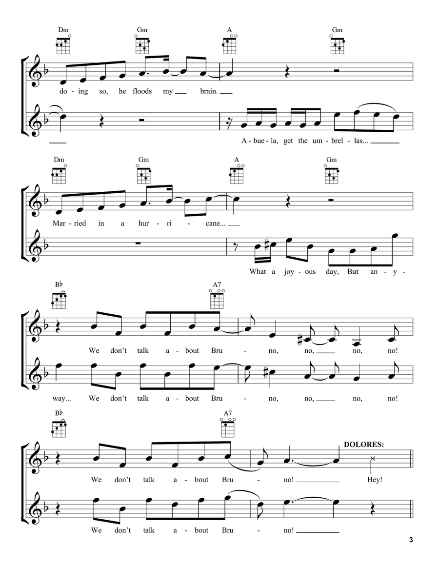 We Don't Talk About Bruno (from Encanto) Ukulele scores gallery preview page 3
