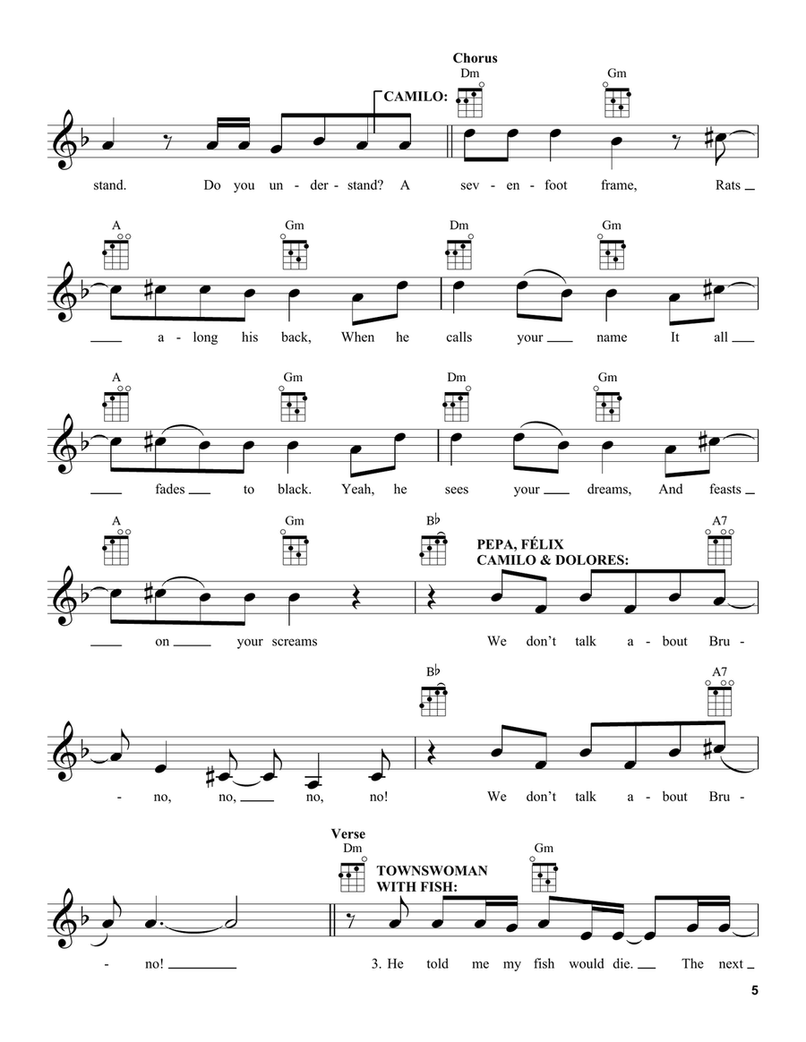 We Don't Talk About Bruno (from Encanto) Ukulele scores gallery preview page 5