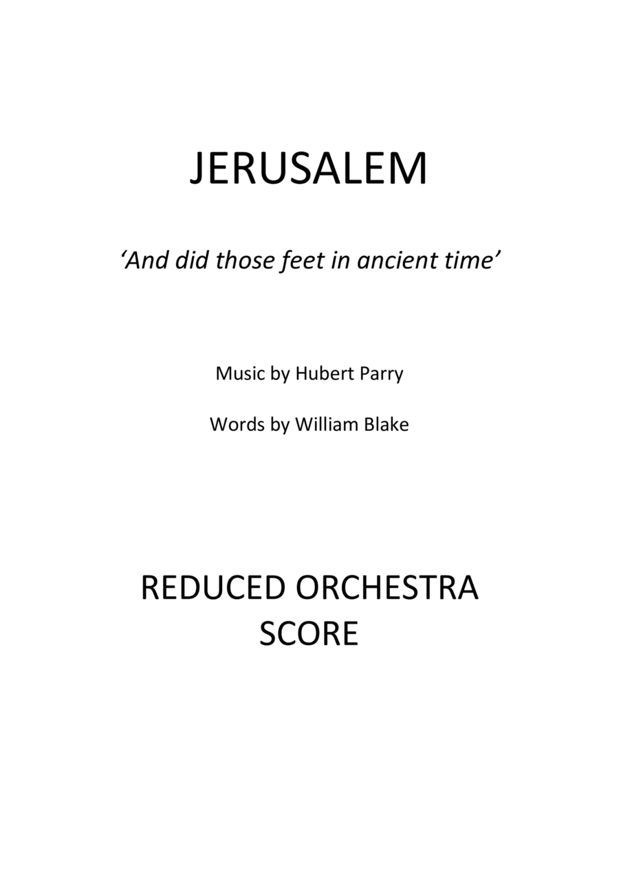 'Jerusalem' Score and parts for reduced orchestration Full Orchestra scores gallery preview page 1