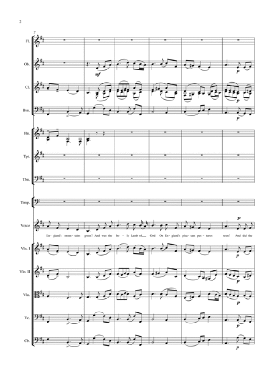 'Jerusalem' Score and parts for reduced orchestration Full Orchestra scores gallery preview page 3