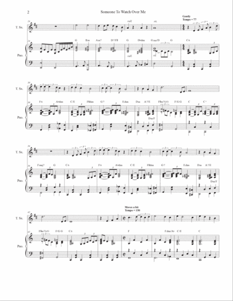 Someone To Watch Over Me (Tenor Saxophone and Piano) Tenor Saxophone scores gallery preview page 2