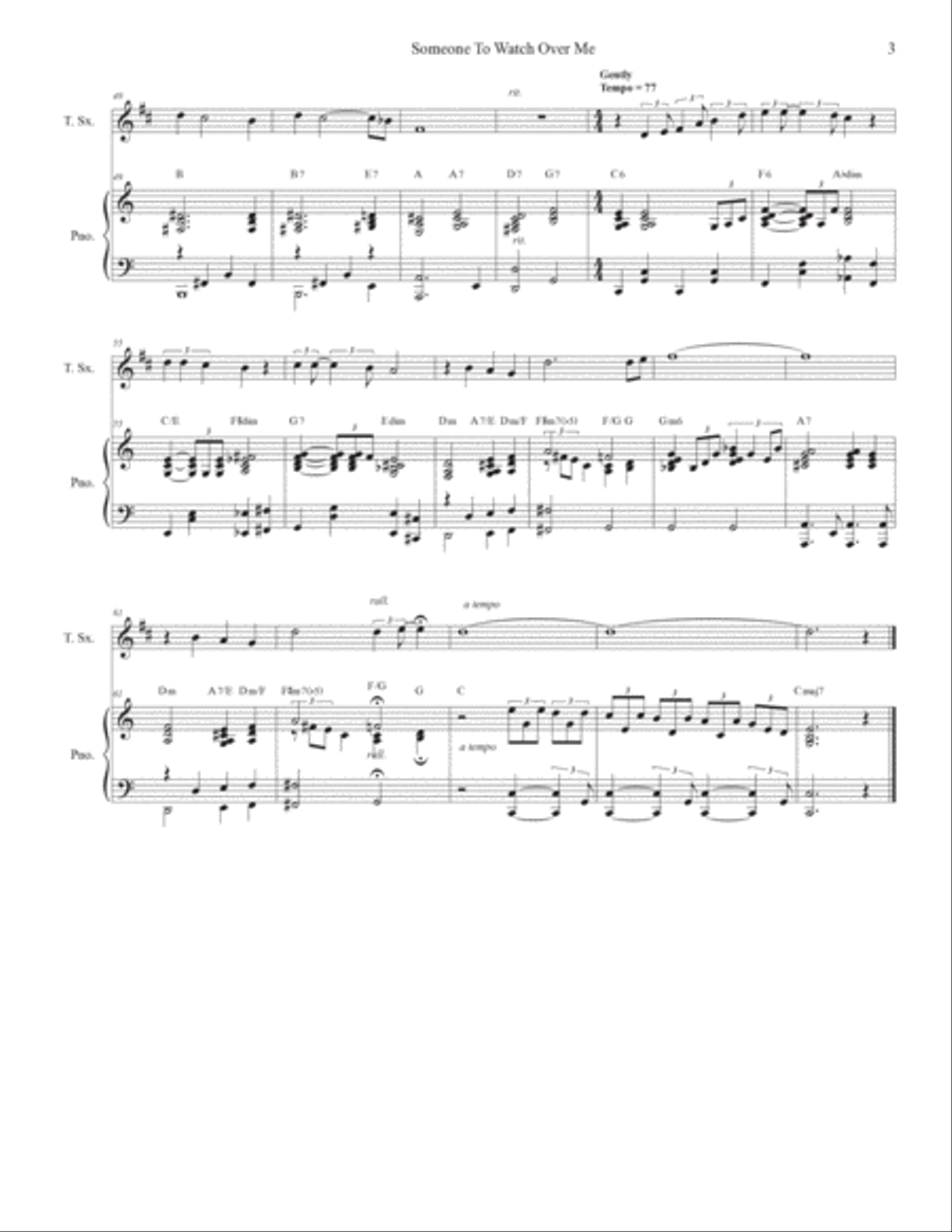 Someone To Watch Over Me (Tenor Saxophone and Piano) Tenor Saxophone scores gallery preview page 3
