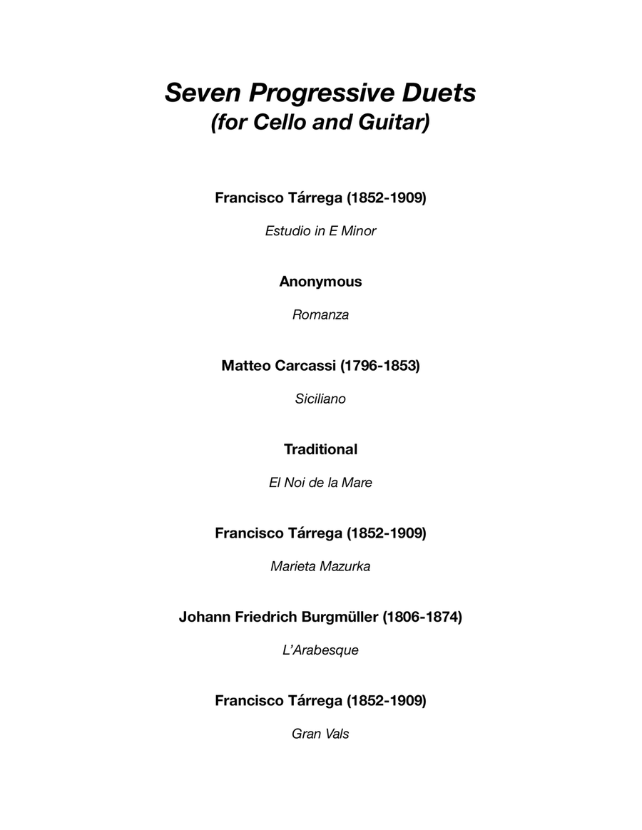 Seven Progressive Duets (for Cello and Guitar) String Duet scores gallery preview page 2