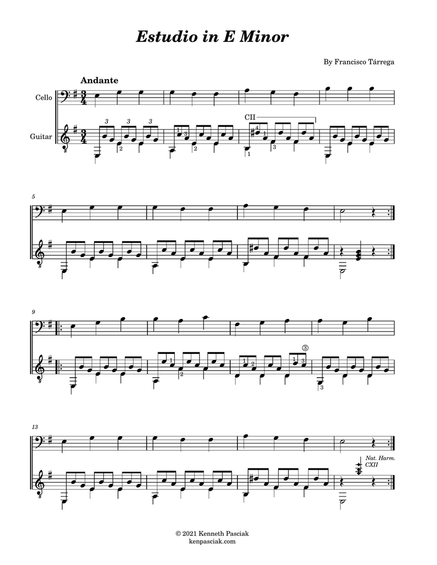 Seven Progressive Duets (for Cello and Guitar) String Duet scores gallery preview page 3