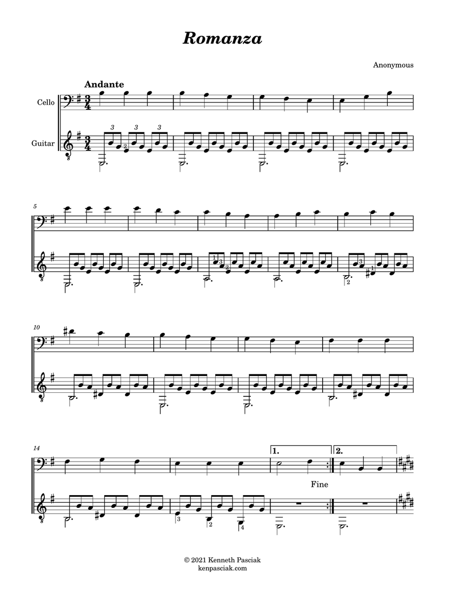Seven Progressive Duets (for Cello and Guitar) String Duet scores gallery preview page 4