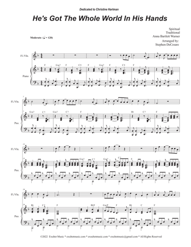 He's Got The Whole World In His Hands (Flute or Violin solo and Piano)