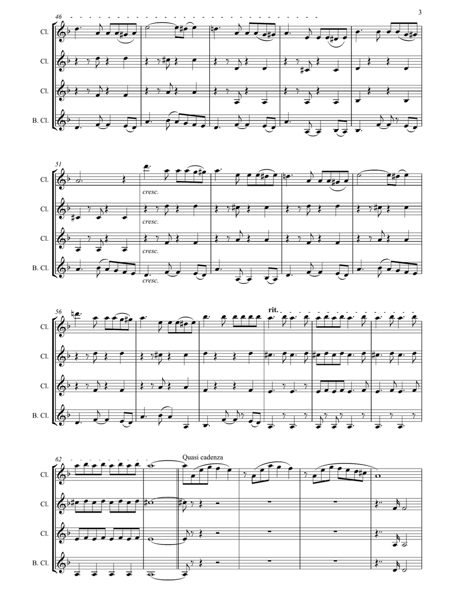 I Sit Here On the Barren Hill Clarinet Quartet scores gallery preview page 4