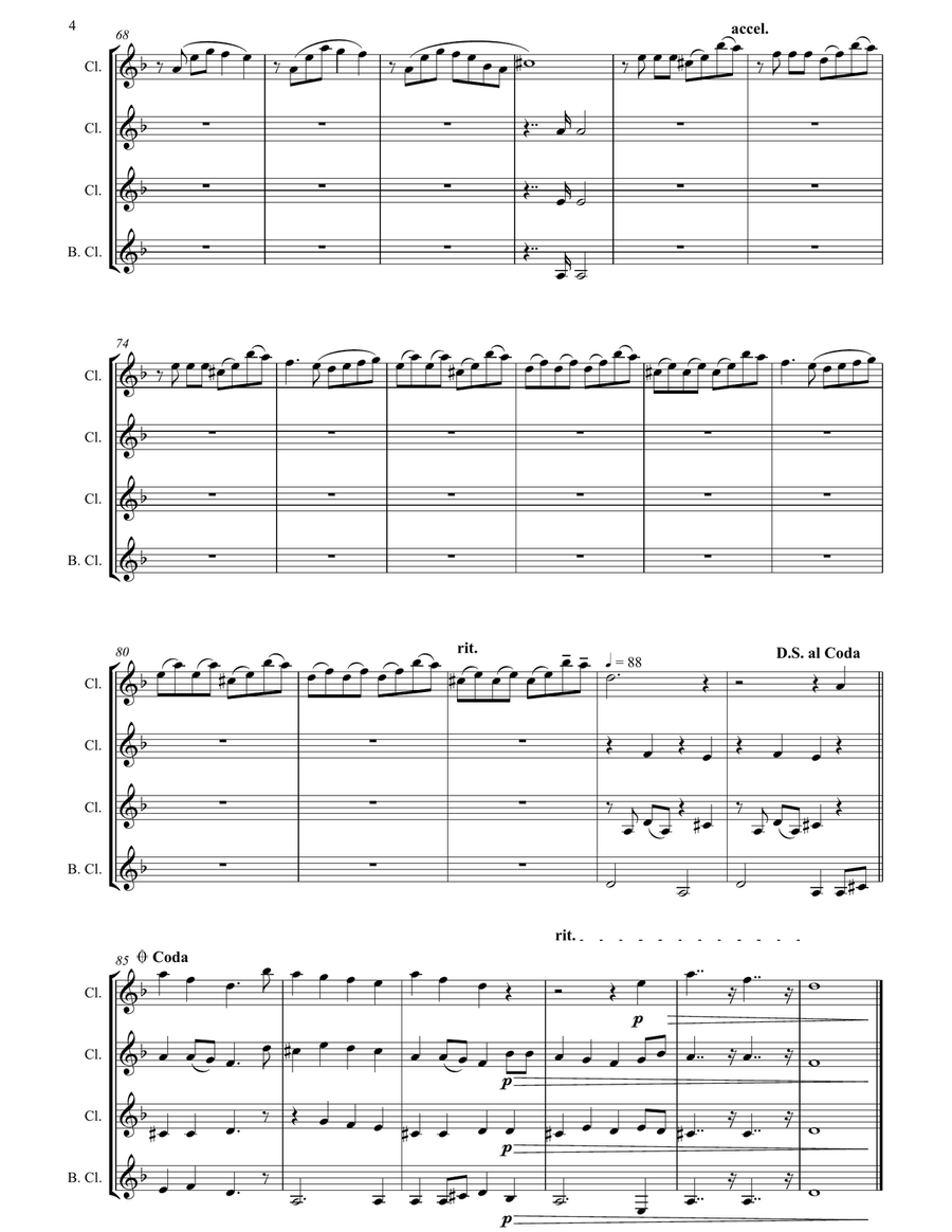 I Sit Here On the Barren Hill Clarinet Quartet scores gallery preview page 5