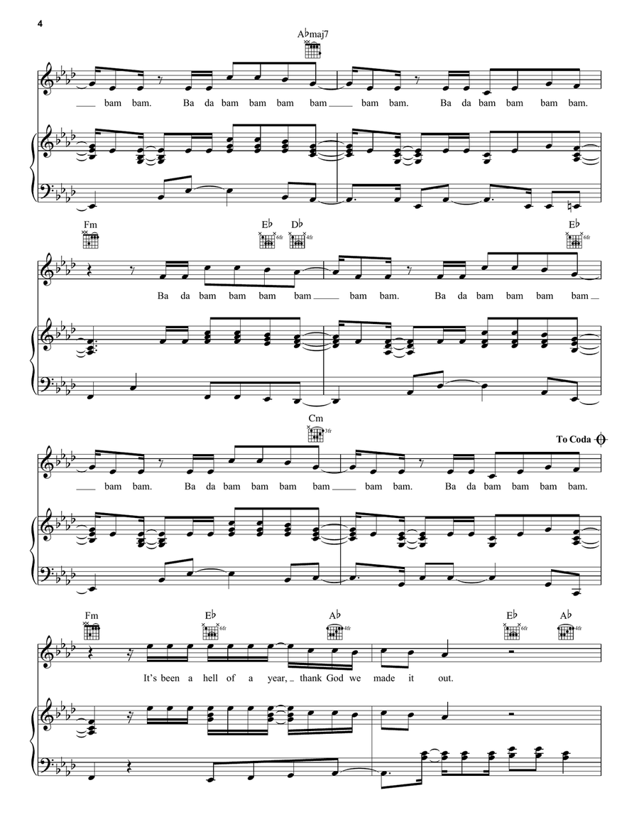 Bam Bam (feat. Ed Sheeran) Piano, Vocal, Guitar scores gallery preview page 4