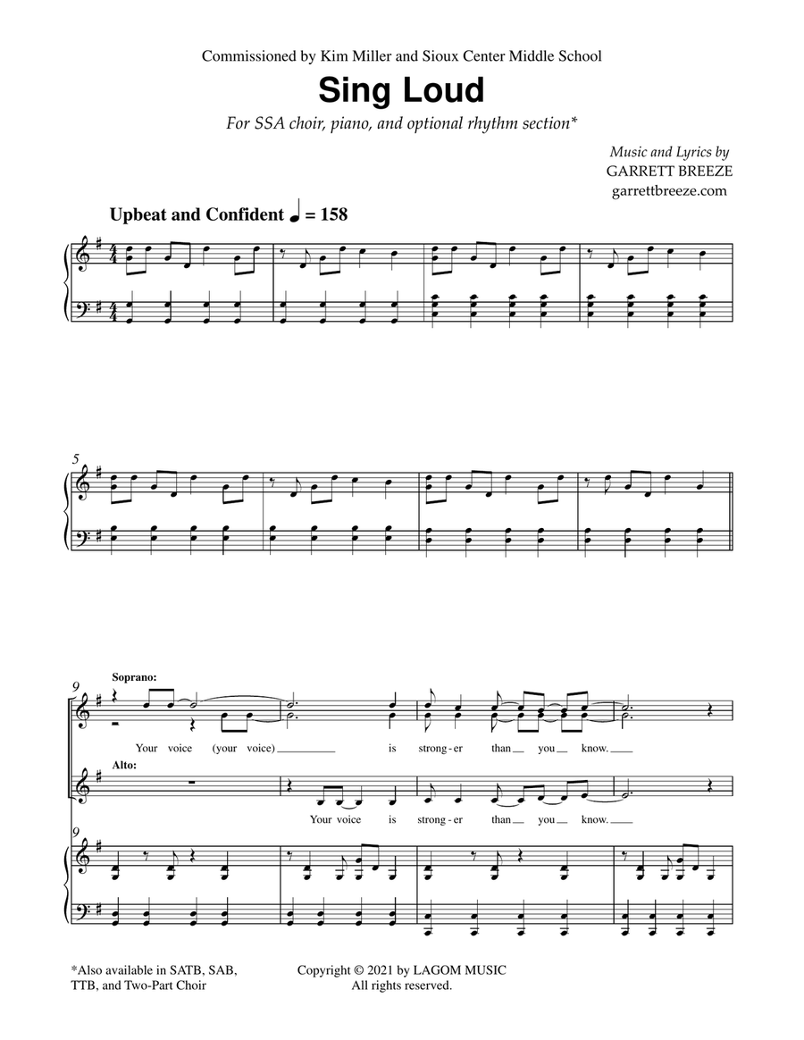 Sing Loud (SSA) Sing Loud (SSA) SSA scores gallery preview page 2