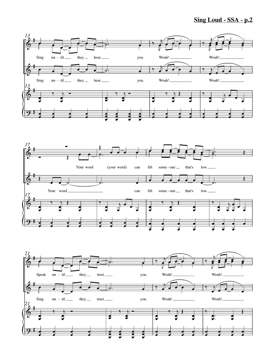 Sing Loud (SSA) Sing Loud (SSA) SSA scores gallery preview page 3