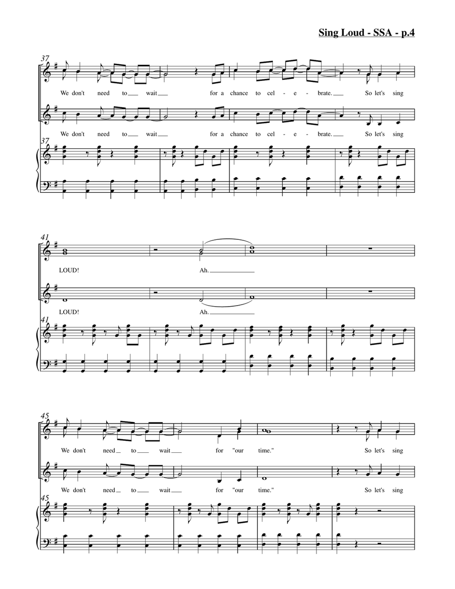 Sing Loud (SSA) Sing Loud (SSA) SSA scores gallery preview page 5
