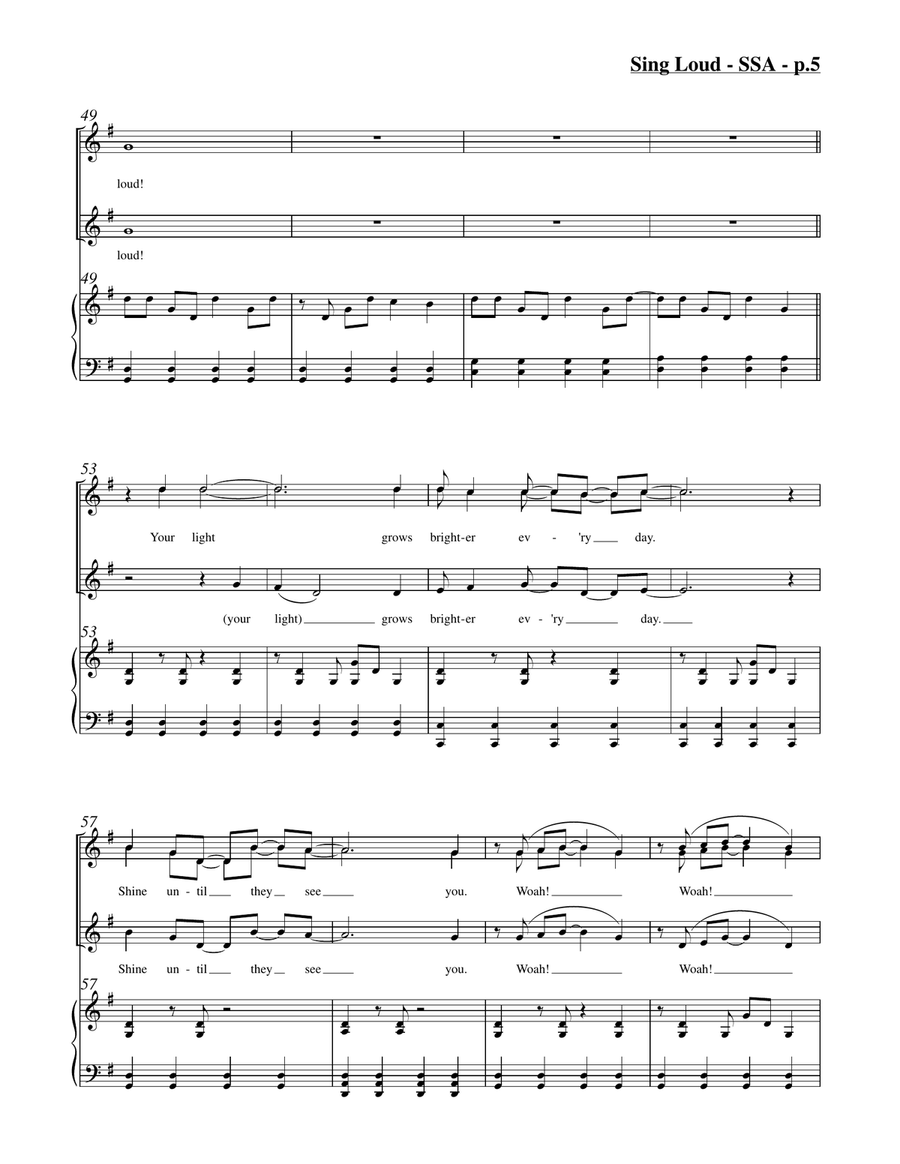 Sing Loud (SSA) Sing Loud (SSA) SSA scores gallery preview page 6