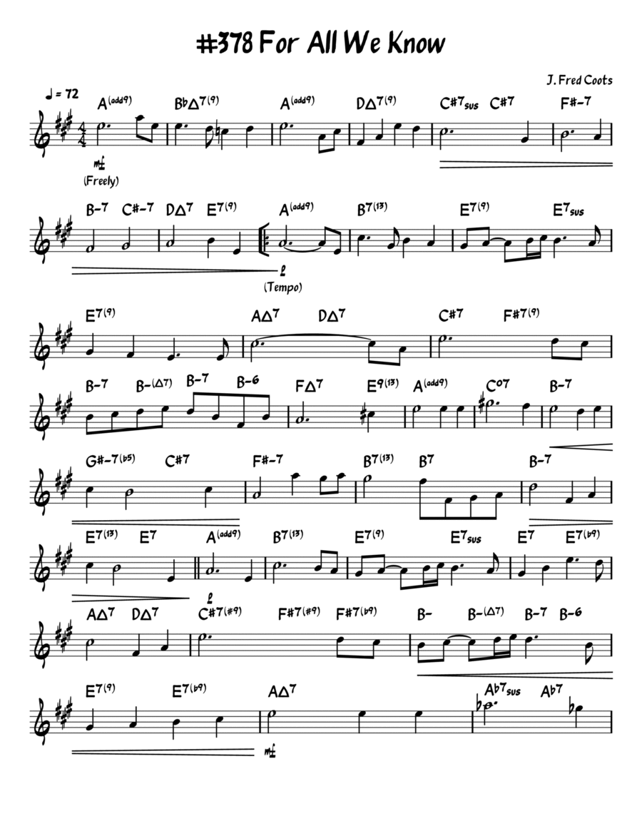 For All We Know Piano scores gallery preview page 1