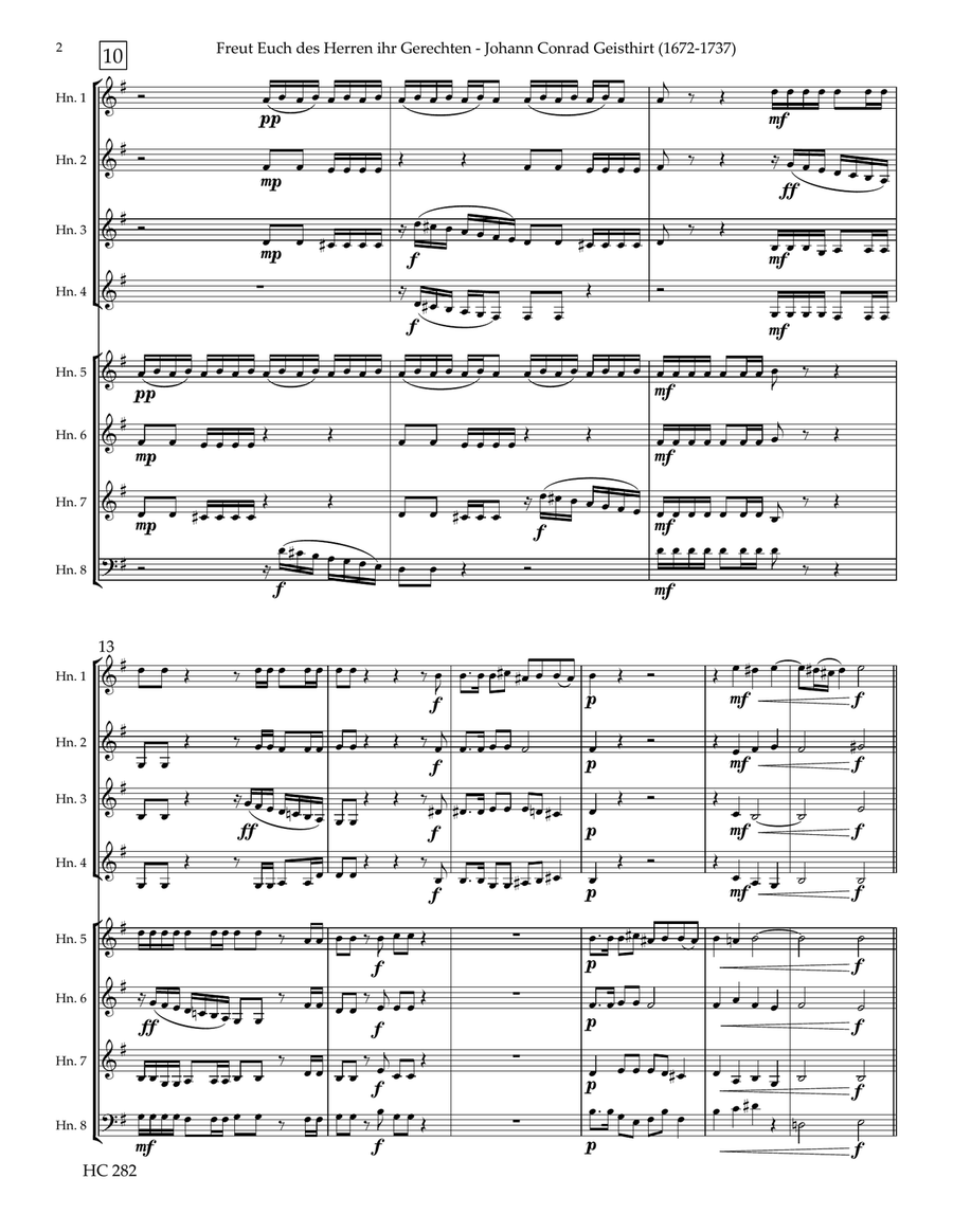 Freut Euch des Herren ihr Gerechten (Rejoice in the Lord) for Horn Octet Chamber Music scores gallery preview page 3