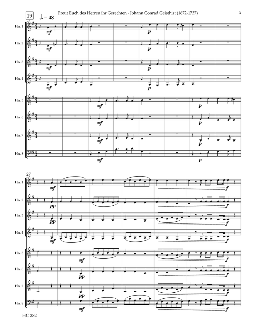 Freut Euch des Herren ihr Gerechten (Rejoice in the Lord) for Horn Octet Chamber Music scores gallery preview page 4
