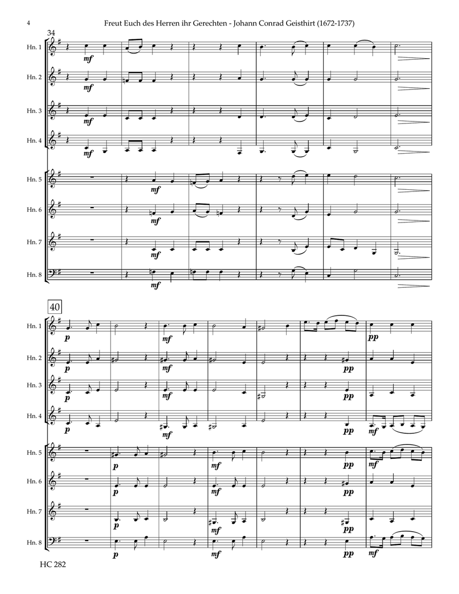 Freut Euch des Herren ihr Gerechten (Rejoice in the Lord) for Horn Octet Chamber Music scores gallery preview page 5