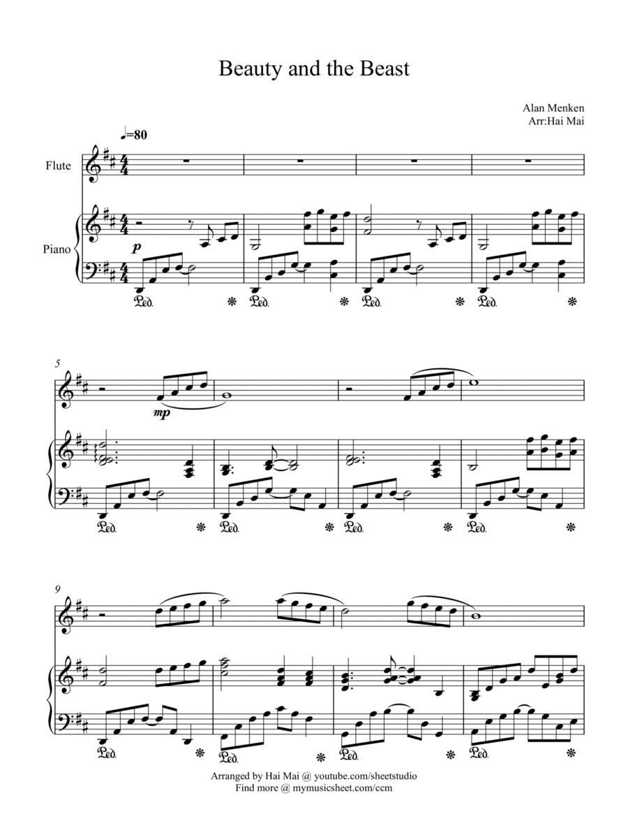 Beauty And The Beast Flute Solo scores gallery preview page 1