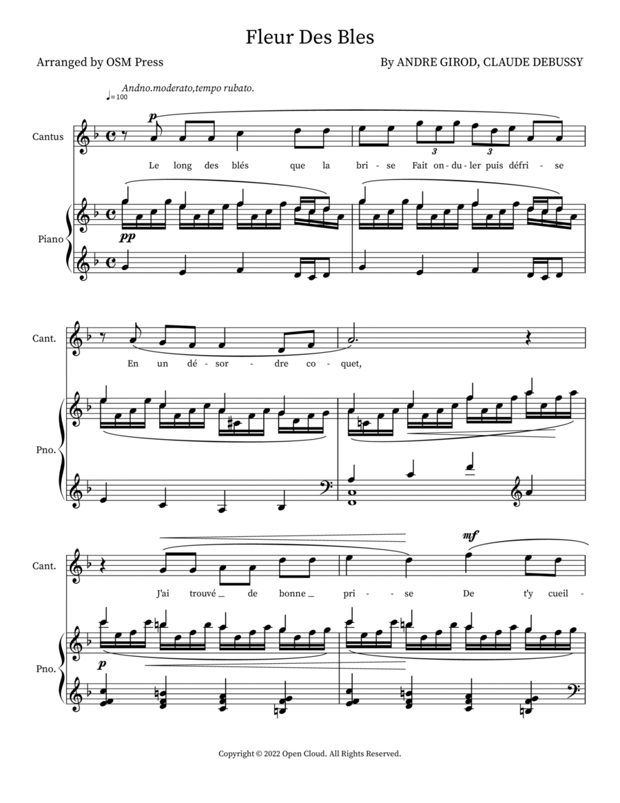 Fleur Des Bles Voice scores gallery preview page 1