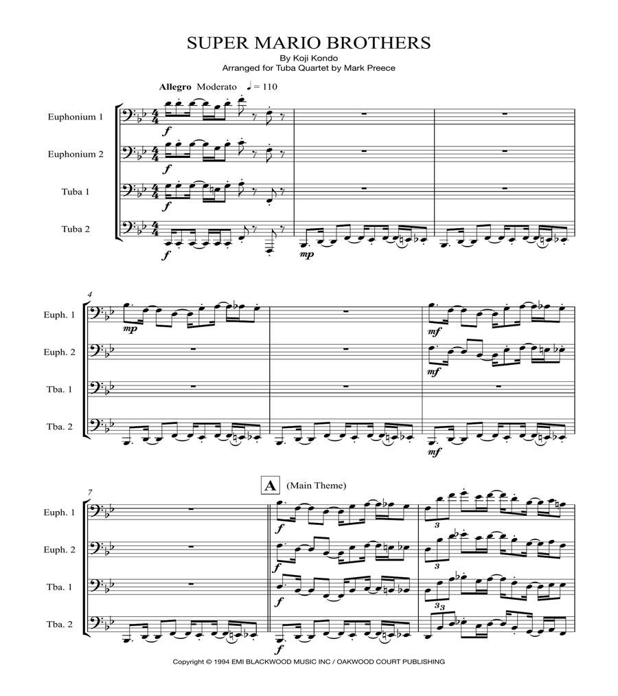 Super Mario Bros Theme School and Community scores gallery preview page 1