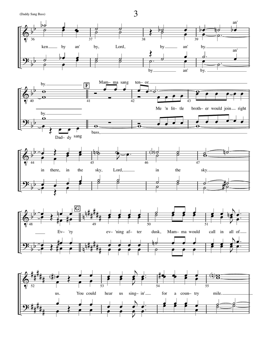 Daddy Sang Bass Daddy Sang Bass TTBB scores gallery preview page 3