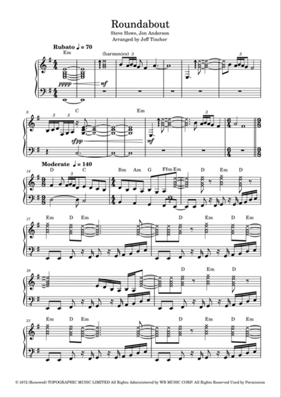 Roundabout Piano, Vocal, Guitar scores gallery preview page 2