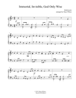 Immortal, Invisible, God Only Wise intermed. piano solo