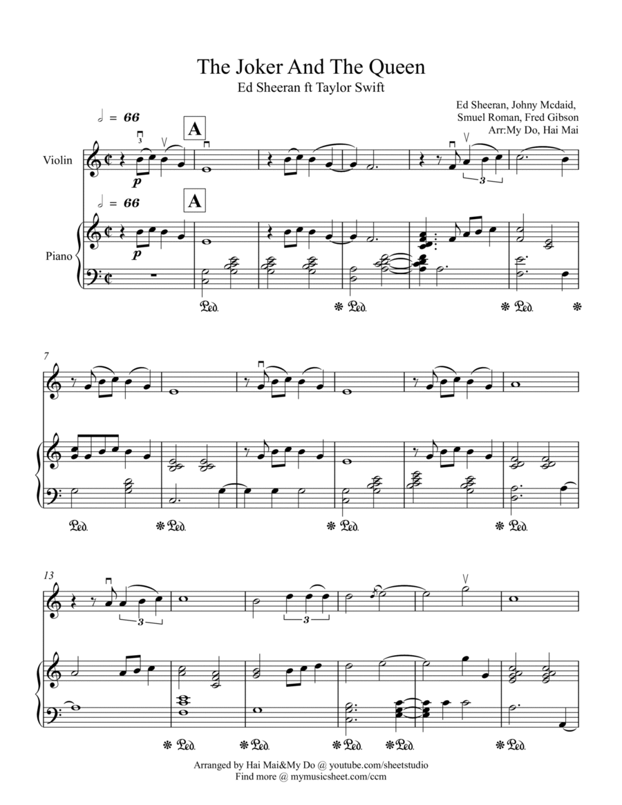 The Joker And The Queen (feat. Taylor Swift) Violin Solo scores gallery preview page 1