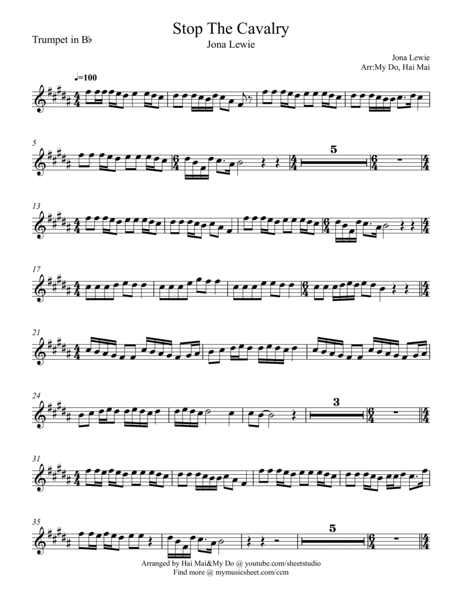 Stop The Cavalry Trumpet Solo scores gallery preview page 1