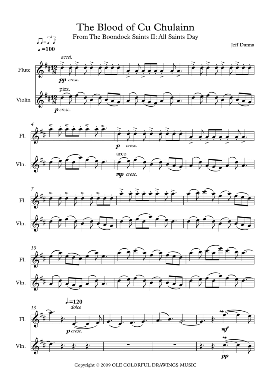 The Boondock Saints Ii: All Saints Day Score Flute scores gallery preview page 1