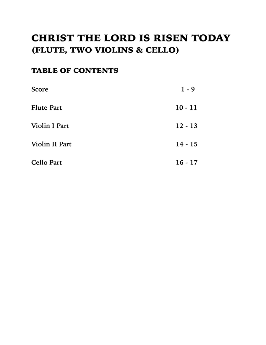 Christ the Lord is Risen Today (Quartet for Flute, Two Violins and Cello) Small Ensemble scores gallery preview page 4