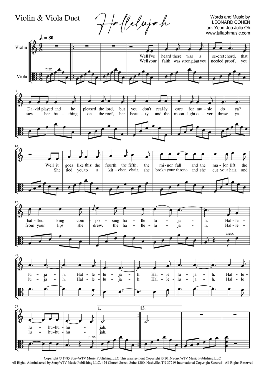 Hallelujah Hallelujah String Duet scores gallery preview page 3