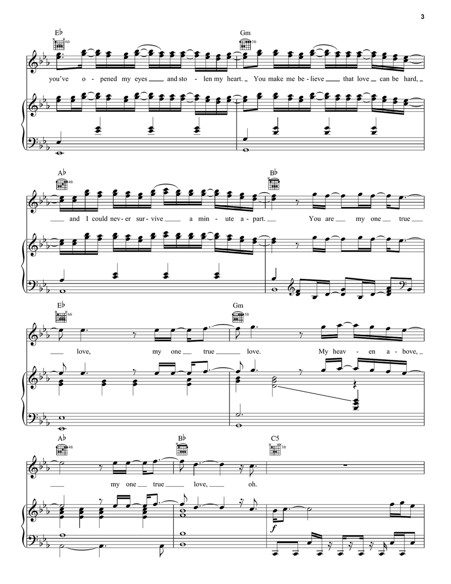 1 True Love (from Turning Red) Piano, Vocal, Guitar scores gallery preview page 3
