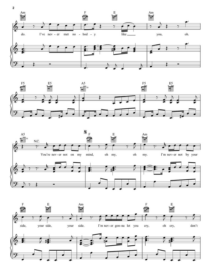 Nobody Like U (from Turning Red) Piano, Vocal, Guitar scores gallery preview page 2