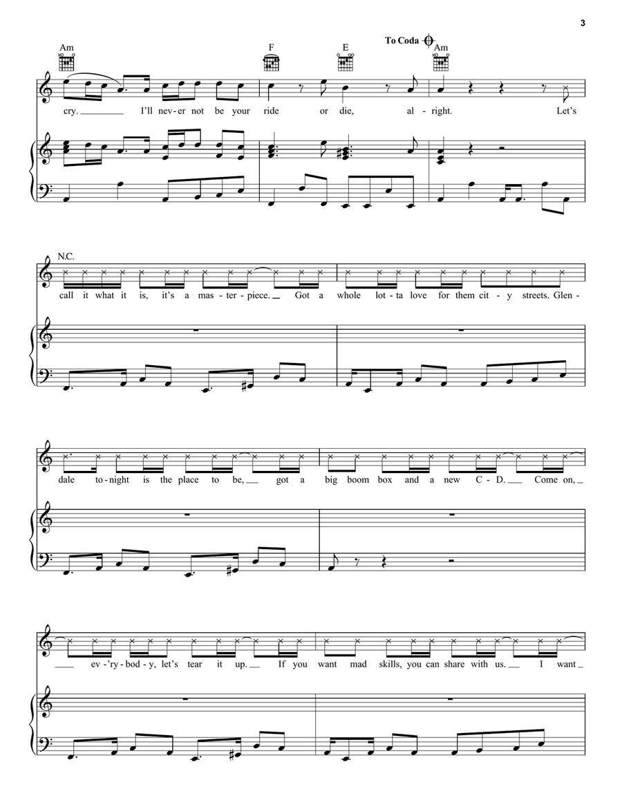 Nobody Like U (from Turning Red) Piano, Vocal, Guitar scores gallery preview page 3