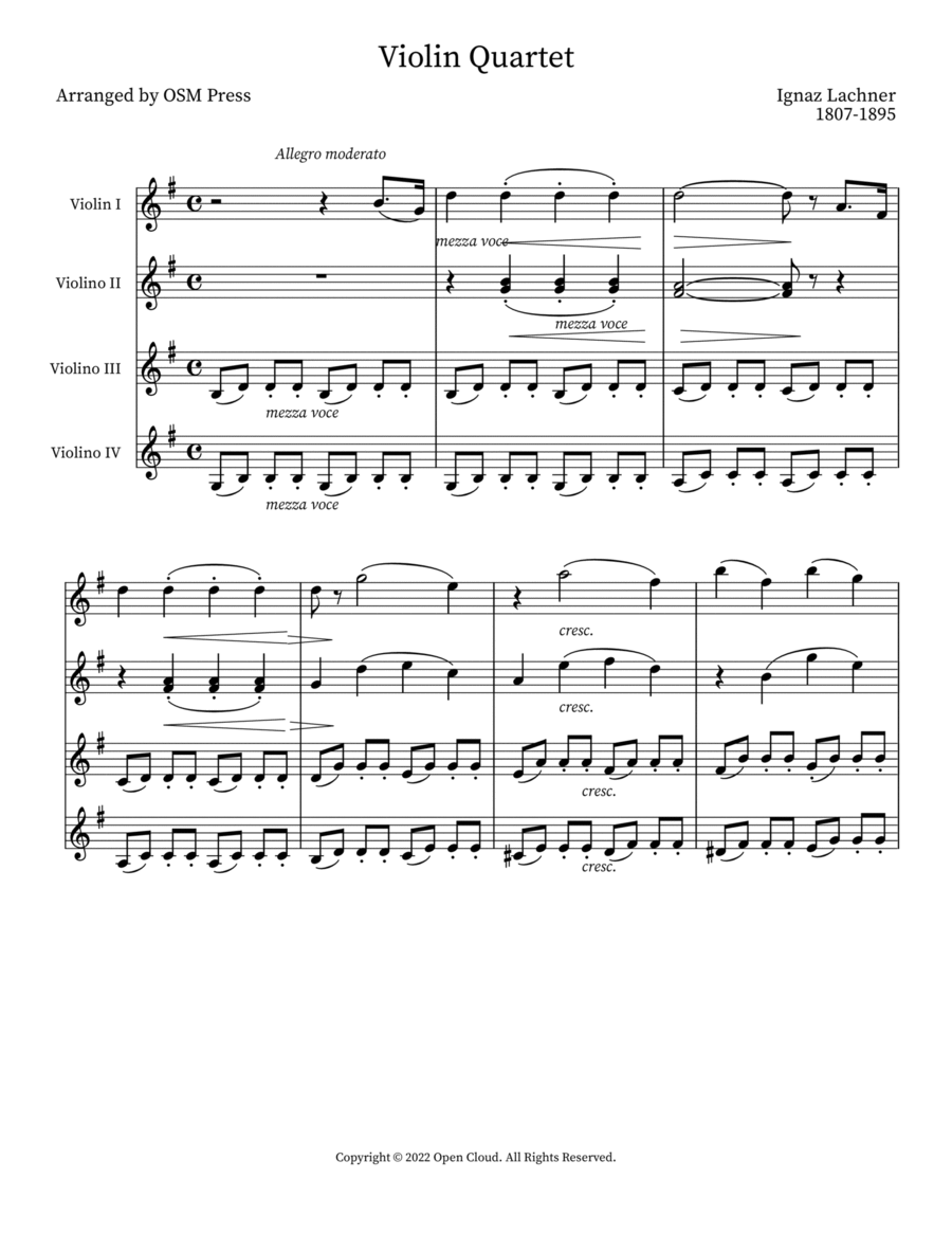 Violin Quartet Violin scores gallery preview page 1