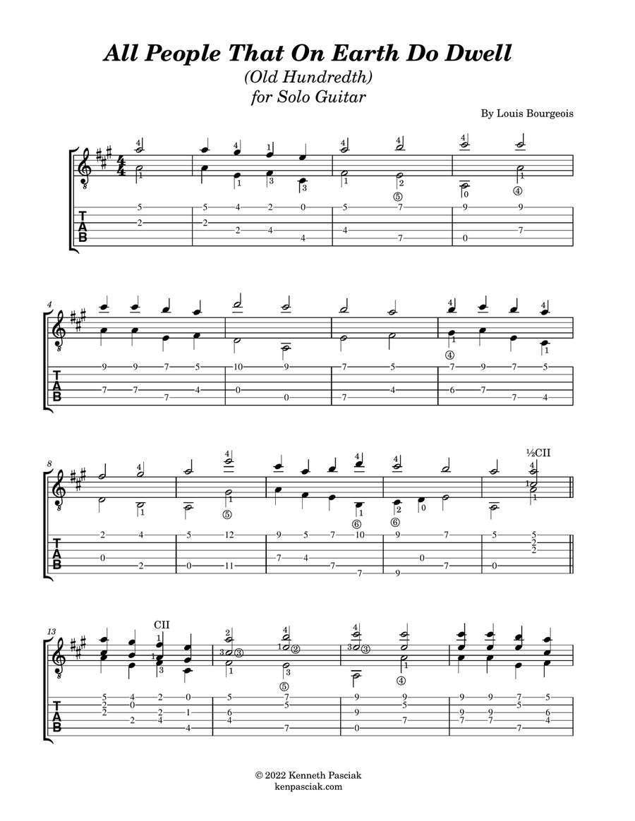 All People That On Earth Do Dwell (Old Hundredth) (for Solo Guitar) Acoustic Guitar scores gallery preview page 2
