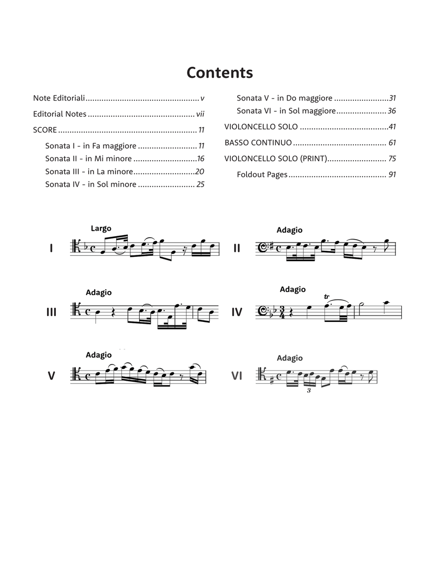 Six Sonatas for Violoncello Solo and Basso Continuo, Op. 1 String Duet scores gallery preview page 3