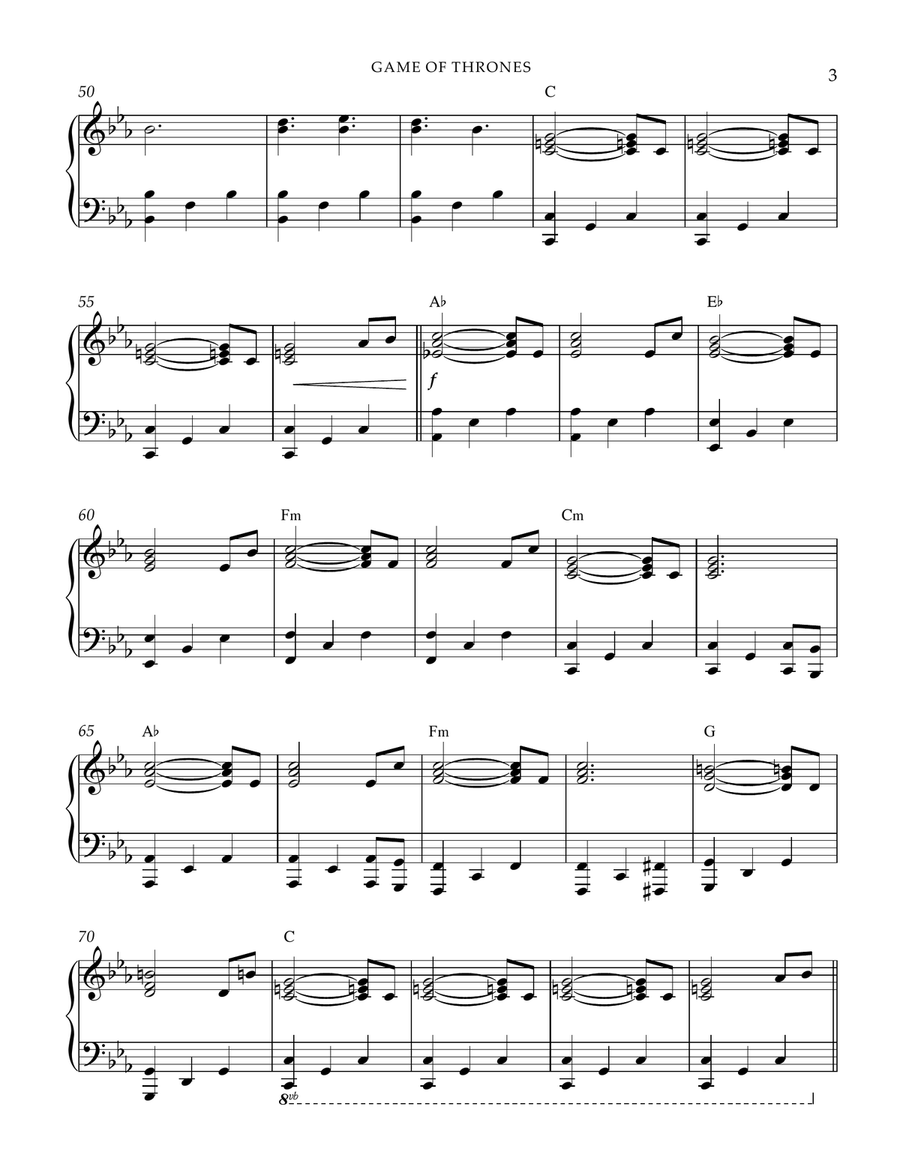 Game Of Thrones Piano Solo scores gallery preview page 3