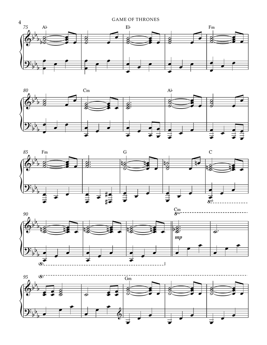 Game Of Thrones Piano Solo scores gallery preview page 4