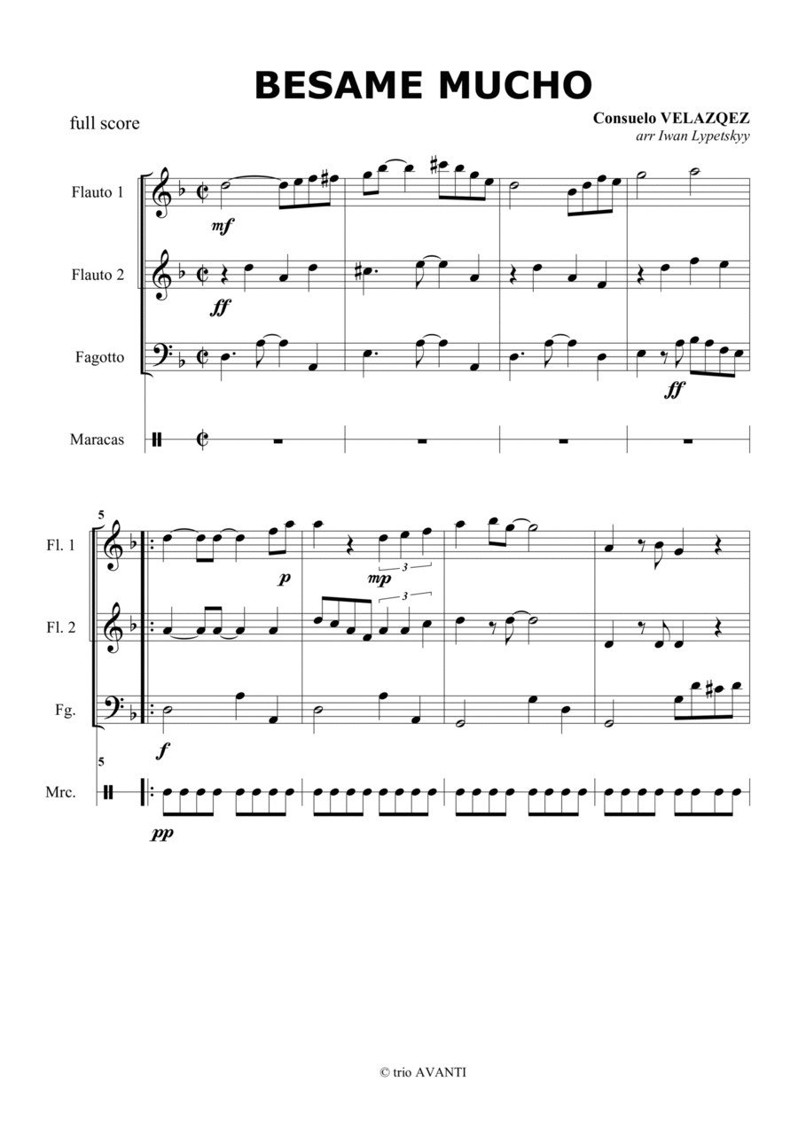 Besame MUCHO Woodwind Trio scores gallery preview page 1