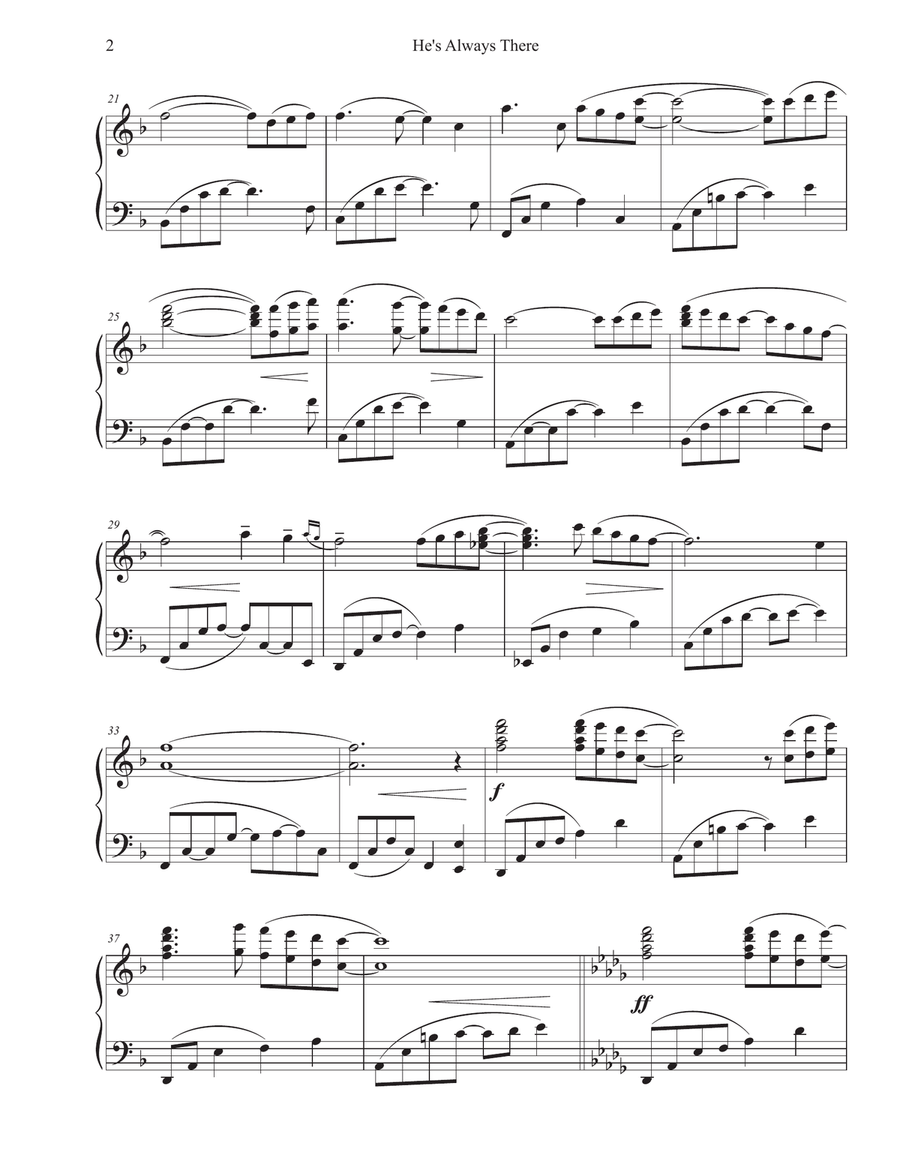 He's Always There He's Always There Piano Solo scores gallery preview page 2